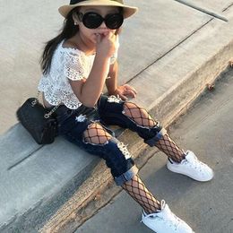 Clothing Sets Toddler Baby Girls Summer Off Shoulder Tops Denim Ripped Pants Outfits Clothes For Babies Girl