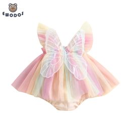 One-Pieces EWODOS Infant Girls Bodysut Dress Butterfly Wing Fly Sleeve Sweet Tulle Princess Dresses Hem Jumpsuits Clothes Baby Bodysuits