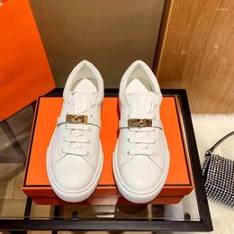 Casual Shoes Gold Lock Buckle Front Tie Thick Bottom Sneakers Woman 2024 White Silver Heightening Trendy Fashion