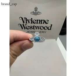 Viviane Westwood Ring Empress Dowager Xis High Quality Saturn Rotatable Glass Beads with Micro Set Zircon Ring Small and High End Elegant and Elegant Jewellery 876