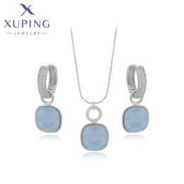 Necklaces Xuping Jewelry Popular New Design Crystals Jewelry Set with Necklace and Earrings for Women Girl Gift