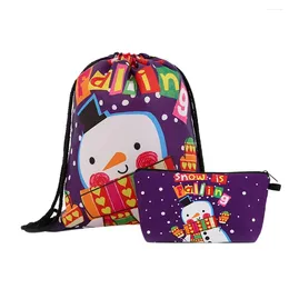 Drawstring Christmas Red Cartoon Old Man Snowman Candy Tote Child Gift Bag