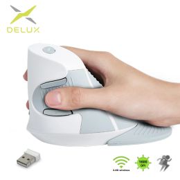 Mice Delux M618gx Wireless White Colour Vertical Mouse 6 Buttons Optical Ergonomic 2.4ghz Mice with Palm Rest for Pc Laptop Computer