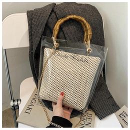 Shoulder Bags Transparent Bag Female 2024 Fashion Korean Large-capacity PVC Jelly Bamboo Hand-carrying Picture