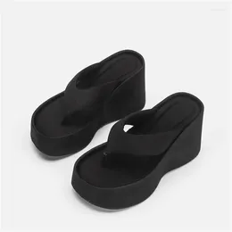 Slippers Thick Bottom Woman Black Open Toe Flat Platform Clip Summer Female Shoes Outdoor Flip Flops Sexy Mujer