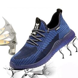 Boots Lightweight Safety Shoes Men Women Work Shoes Steel Toe Breathable Protective Sneakers Blue Shoes Women Rubber Shoes