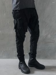 Men's Pants Dark Avant-Garde Mechanical Style Casual High Street Tooling Multi-Pocket Design Slim Fit Skinny