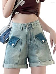 Women's Jeans Leisure High Waisted Rolled Edge Denim Wide Leg A-Line Pants 2024 Summer Fashionable Clothing