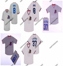 Mens Bull Durham Nuke LaLoosh 37 Crash Davis 8 Kevin Costner 16 Tourists Double Stiched Baseball Jersey Grey White Size S-4XL Mix Order