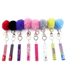 19 Colours Fashion Credit Card Puller Pompom keychains Acrylic Debit Bank C ard Grabber Long Nail Keychain Cards Clip Nails Key Rin2489563