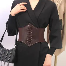 Belts Chic Body Waistband Back Fastener Tape Women Corset Solid Color Imitation Leather Wide Belt Decorative