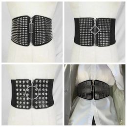 Belts PU Waistband Fashion Black Elastic Knitted Wide Belt Elasticated Zip Waist Corset