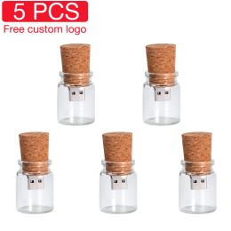 Drives JASTER 5PCS/LOT USB 2.0 Glass Drift Bottle with Cork USB Flash Drive Glass Bottle Pen Drive 4GB 8GB 16GB 32GB 64GB Wedding gift