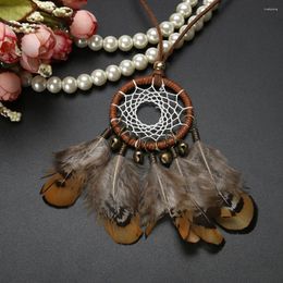 Pendant Necklaces Rope Dream Catcher Charm Jewellery Fashion Unisex Small Bell Necklace Retro Ethnic For Gift Party Activity Travel