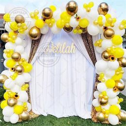 Party Decoration 112pcs Birthday Foil Balloons 5inch 12inch Yellow Gold White Latex Garland Arch Kit Wedding Baby Shower Globos