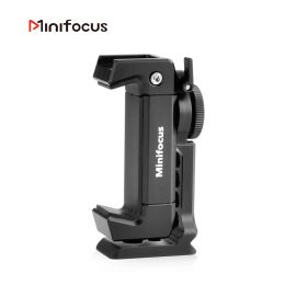 Tripods Metal Phone Tripod Mount with Cold Shoe 360 Rotation Smartphone Clip Holder Adapter Cell Phone Clamp Vlog Video Rig for Arca QR