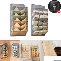 Storage Boxes Bins 15/5 Grids Bra Underwear Compartment Box Wardrobe Socks Garments Holder Bag Wall Hanging Clothes Hanger Drop Delive Ottqc