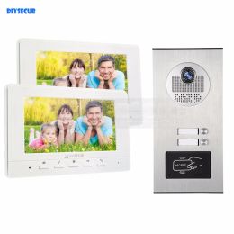 Doorbells DIYSECUR 7" Apartment Video Intercom Doorbell Video Door Phone System 700 TVLine IR Camera Buildin RFID Reader For 2 Families