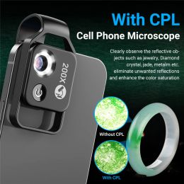 Philtres 200X Mobile Magnification Microscope Lens Mini Mobile Phone Camera Video Micro Lens LED Light Guide Micro Pocket Macro Lenses