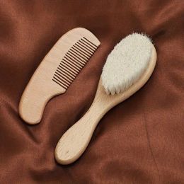 Toys 2pcs Baby Care Hair Brush Beech Soft Wool Wood Comb Newborn Massager Comb Baby Shower And Gift Baby Sleeping Soothing Bedding