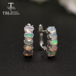 Earrings TBJ,colorful natural opal clasp small earring oval cut 3*5mm 3ct real ethopia gemstones fine Jewellery 925 sterling silver gilrs