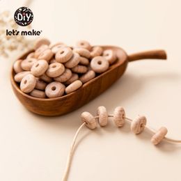 Lets Make 100pcs 10mm Baby Beading DIY Accessories Beech Wooden Abacus Beads Food Grade Teething Nipple Chain 240415