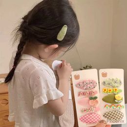 Hair Accessories 5 Pcs/Set Baby Girls Cute Plaid Floral Cartoon Bow Ornament Hair Clips Children Alloy Barrettes Hairpins Kids Hair Accessories