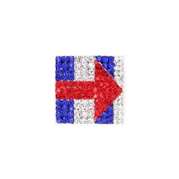 Pins Brooches 10 Pcs/Lot Fashion Design American Square Flag With Arrows Brooch Crystal Rhinestone 4Th Of Jy Usa Patriotic Pins For Dhkqw