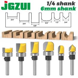 Trimmers 1/4"& 6mm Shank Pattern Bit Flush Trim Bit Straight Bit with Bearing Hinge Mortising Router Bit Wood Trimmer Cutter