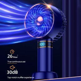 5000mAh Recharge Portable Fan Handheld Mini USB Hand Hold Small Pocket with Data Disply Table Stand Home Air Conditioner 240416