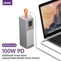 Chargers Zime 100W Power Bank 40000mAh USB Type C PD Fast Charging Powerbank External Battery Portable Charger for Mobilephone Laptop