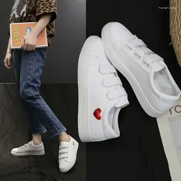 Fitness Shoes Women Sneakers PU Leather Platform Heart Hook Casual White High Quality Cute Fashion Breathble Vulcanized