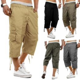 Men's Shorts Cargo Solid Color Relaxed Fit Outdoor Multi-Pocket Work Casual