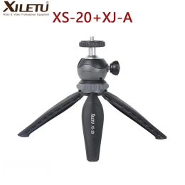 Tripods XILETU XS20+XJA Mini Tabletop Tripod Desktop Phone Holder Stand with Clip and Ball Head for Cell Phone Smartphone DSLR Camera