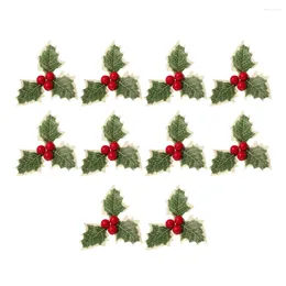 Decorative Flowers 10pcs Artificial Frosted Pine Cone Picks Red Berry Stems Green Leaves Branches Thanksgiving Christmas Table Centrepieces
