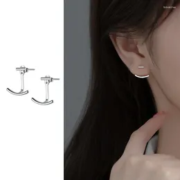 Stud Earrings 925 Sterling Silver Arc Back Hanging One Bar Stick Small Ear Piercing Earring Jewellery