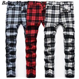 Pants Being Vigour Skinny Mens Chino Pants Inch Size Straight Plaid Business Casual Pants Slim Fit Leisure Mens Long Pants pantalones