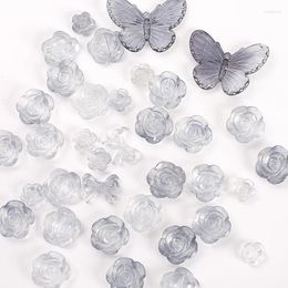 Decorative Flowers 50g/Pack ABS Faux Pearl DIY Grey Black Gradient Mix Rose Flower Butterfly Jewelry Making Hand Craft