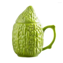 Mugs Ceramic Coffee Cup With Lid Creative Bitter Gourd Cute Funny Mug Fun Vegetable