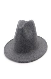 Fashion Men Women Wool Jazz Fedora Hat Cap Solid Colour Flat Brim Trilby Felt Panama Formal Hat Party Carnival Gambler Chapeau3152869