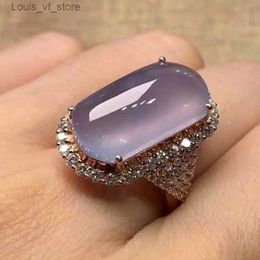 Band Rings Luxury Rectangle Light Purple Zircon Stones Fashion Jewelry Exquisite Silver Color Engagement Wedding for Women H240424