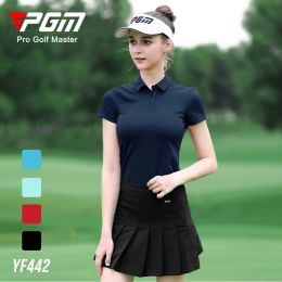 Shirts PGM Summer Golf Shirts Ladies ShortSleeved TShirt Sports Slim Clothes Women QuickDry Breathable Golf Tennis Clothing SXL