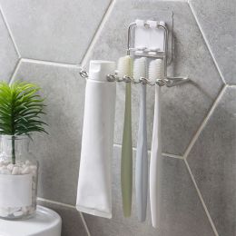 Heads Stainless Steel Toothbrush Holder Shaver Storage Rack Tooth Brush Shelf Toothpaste Holder Rack Bathroom Organizer Accessories