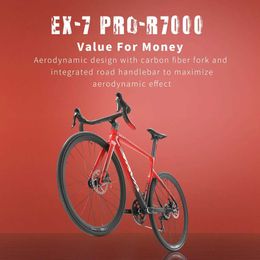 Bikes SAVA EX7-PRO Bicycle Road Bike Complete Bicycle 700c Adult Bike with 105 22 Speeds Group Sets Aluminium Frame + Carbon Fork Y240423