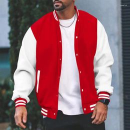 Men's Jackets Modern Color Block Bomber Jacket - Casual Baseball Collar Stretch Comfort Easy-Care For Spring/Fall