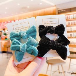 Hair Accessories 2 Pcs/Set Children Cute Colours Soft Velve Bow Ornament Hair Clips Girls Lovely Sweet Barrettes Hairpins Kids Hair Accessories