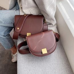 Shoulder Bags Vintage Fashion Pure Colour 2024 High Quality Leather Women's Designer Handbag Lock Messenger Purses