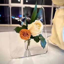 Vases Modern Rectangle Flower Vase Ins Clear Acrylic Po Frame Living Room Office Holder Desktop Home Decorations