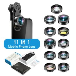 Lens APEXEL 11 in 1 camera Phone Lens Kit wide angle macro Full Color/grad Filter CPL ND Star Filter for iPhone Xiaomi all Smartphone