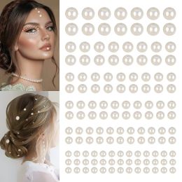 Tattoos Mix 3mm/4mm/5mm/6mm Hair Pearls Stick On Self Adhesive Pearls Stickers Face Pearls Stickers for Hair Face Makeup Nail DIY Crafts